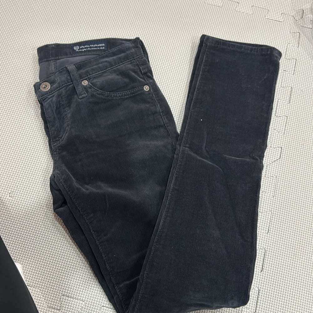 Like NEW low rise AG Adriano Goldschmied grey velvet pants cigarette leg jean